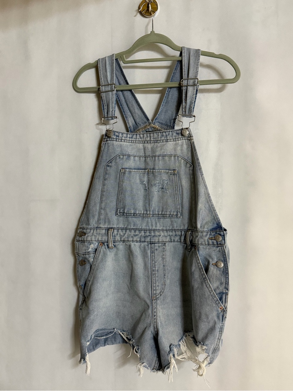 Wild Fable Distressed Denim Shortalls Overalls Light Wash Size M